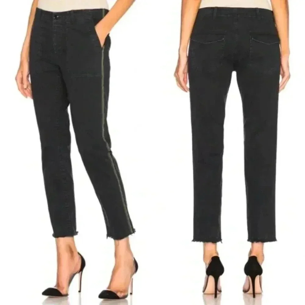 Nili Lotan Jenna Corduroy Pants Carbon Black Tape Utility Size 2
